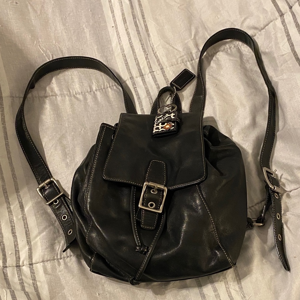 Coach Black and Cream Leather Bag